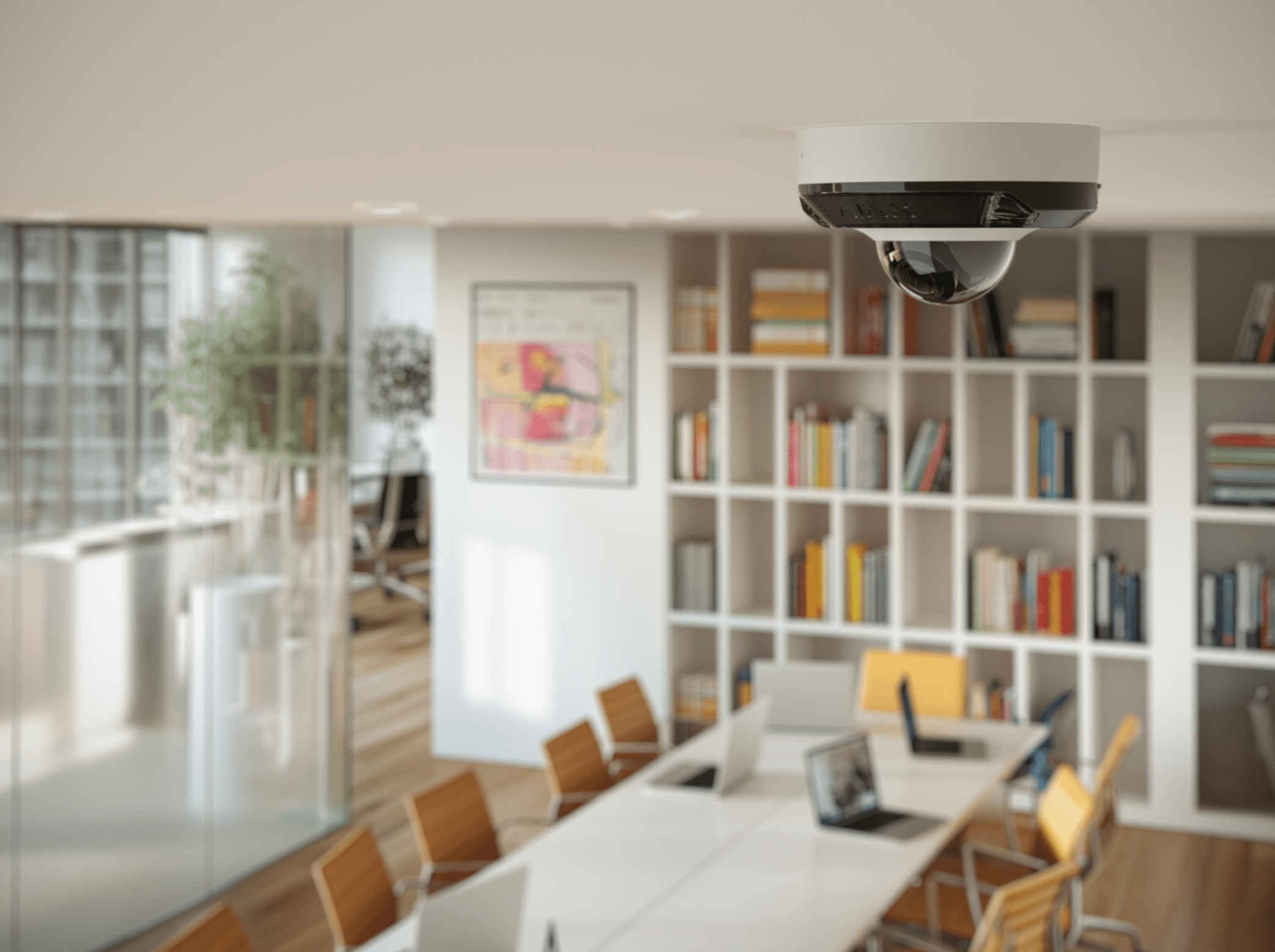 Lifestyle - Ajax DomeCam Mini HL-office-white